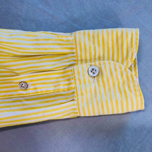 Italian Slim Fit Stretch Yellow Stripe Shirt 16 41 - Picture 5 of 8